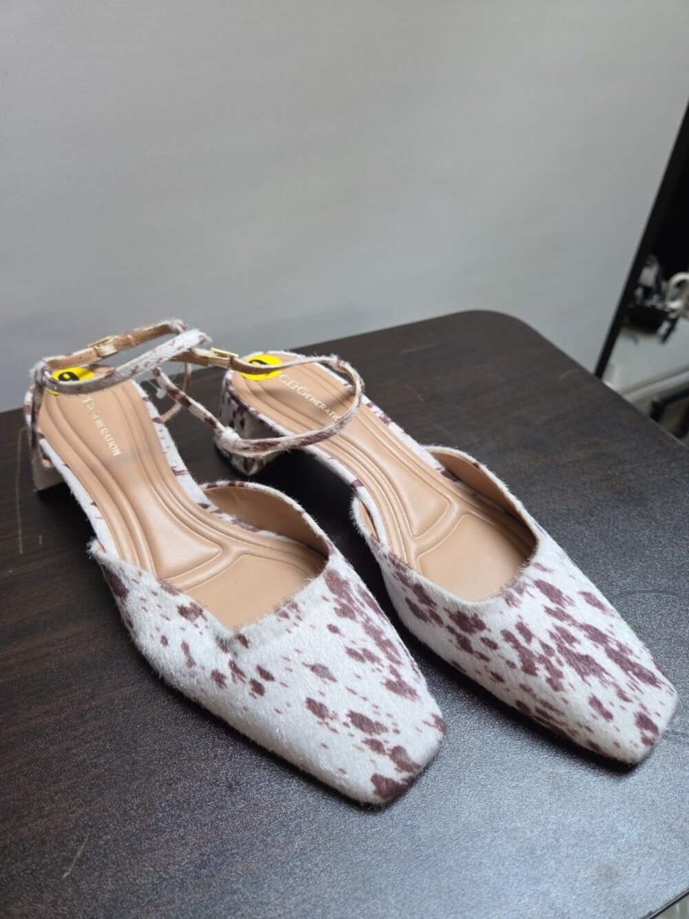 BCBGeneration Animal Faux Fur Square Toe Heels Size 9 - NEW Cow Leopard Spots